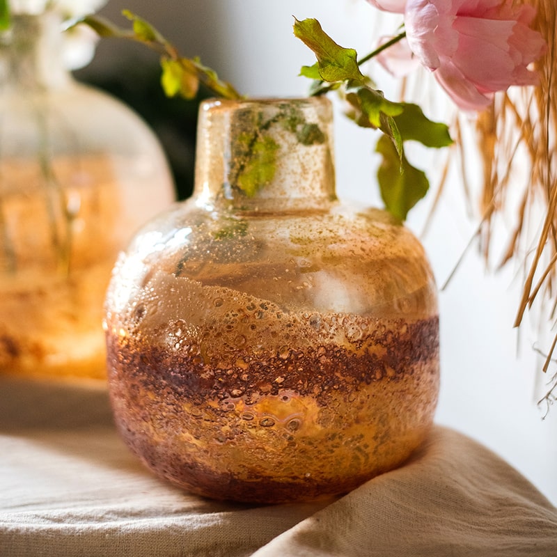 Hand Blown Bubble Glass Bud Vase