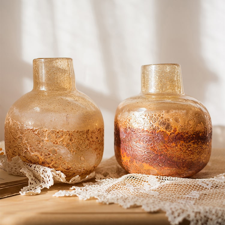Hand Blown Bubble Glass Bud Vase