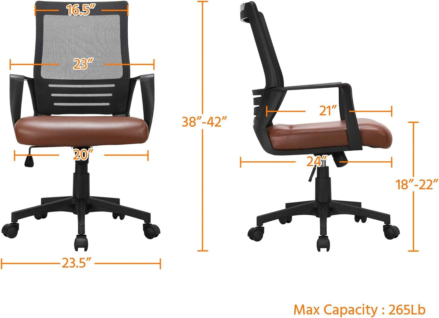Ergonomic Leather and Mesh Chair