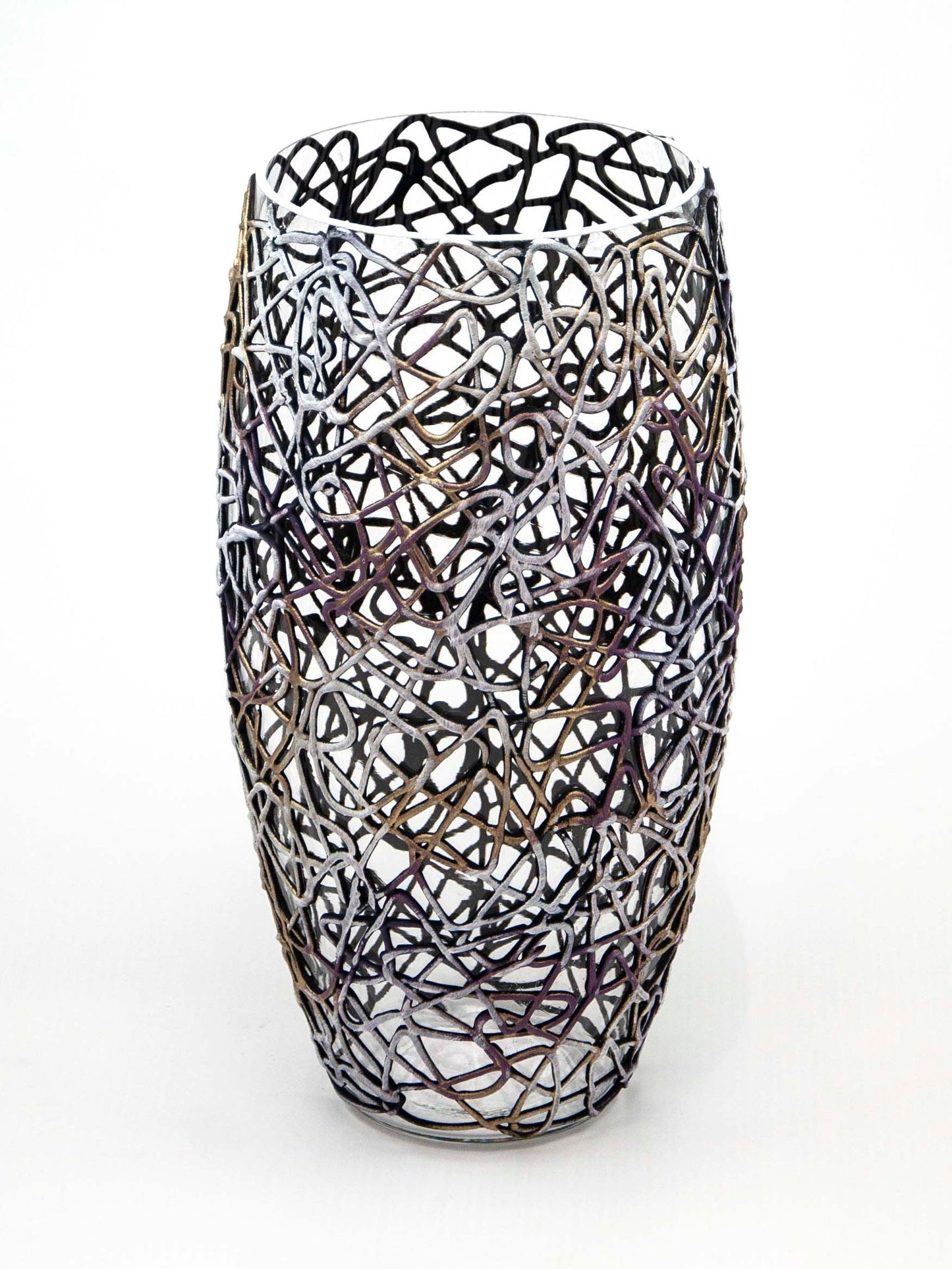 Art Decorated Glass Oval Vase