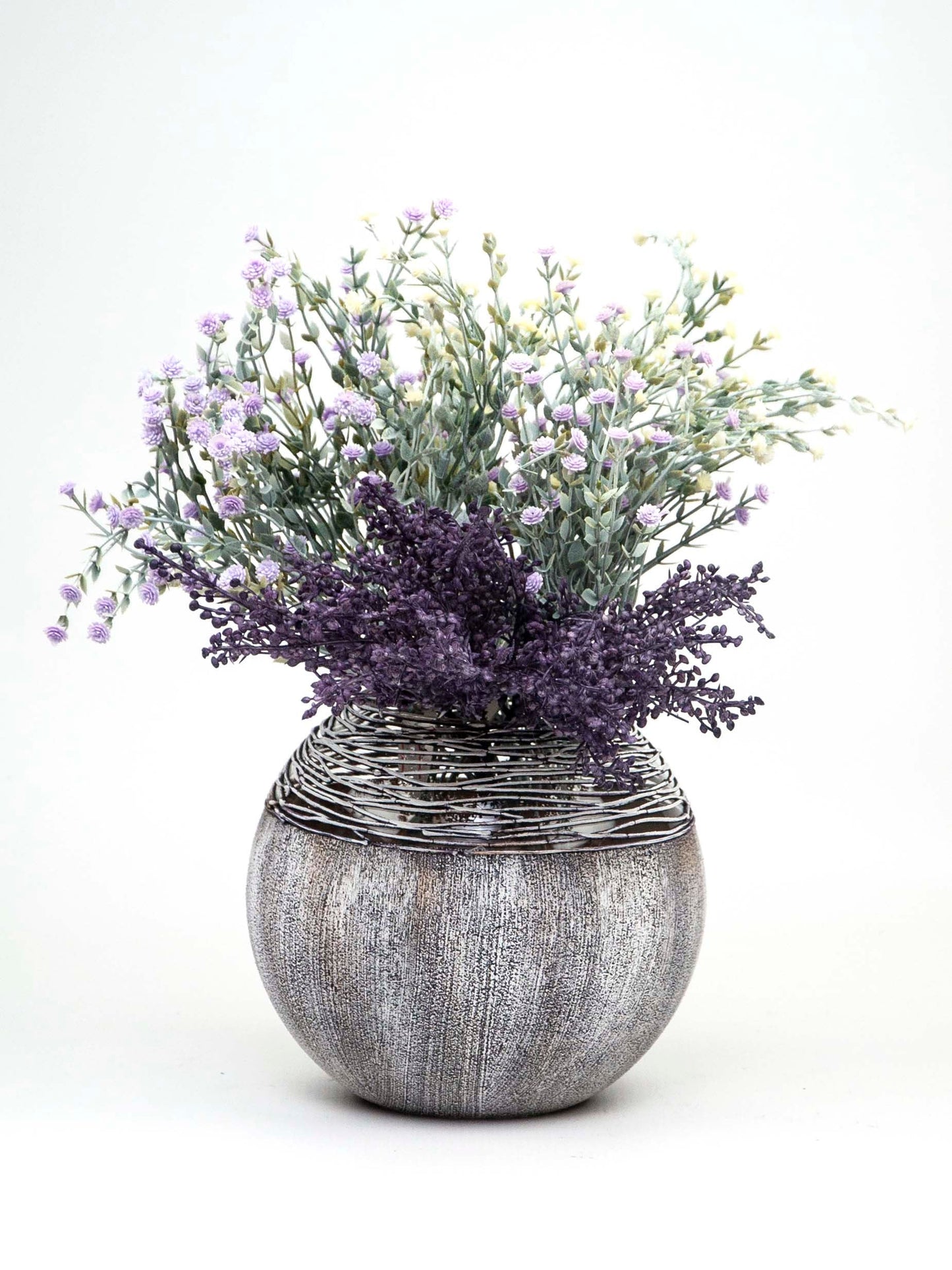 Art Decorated Gray Glass Vase