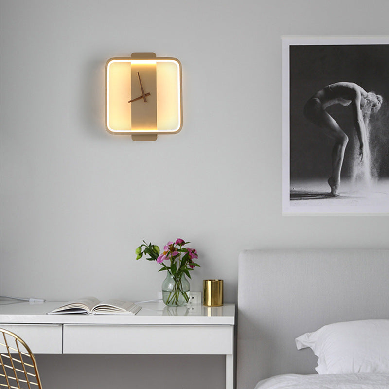 Nordic Bedside Wall Lamp with Clock