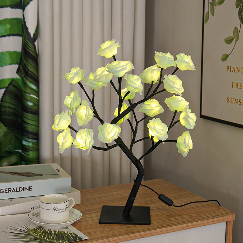 Elegant Rose Tree Lamp for Bedroom Decor