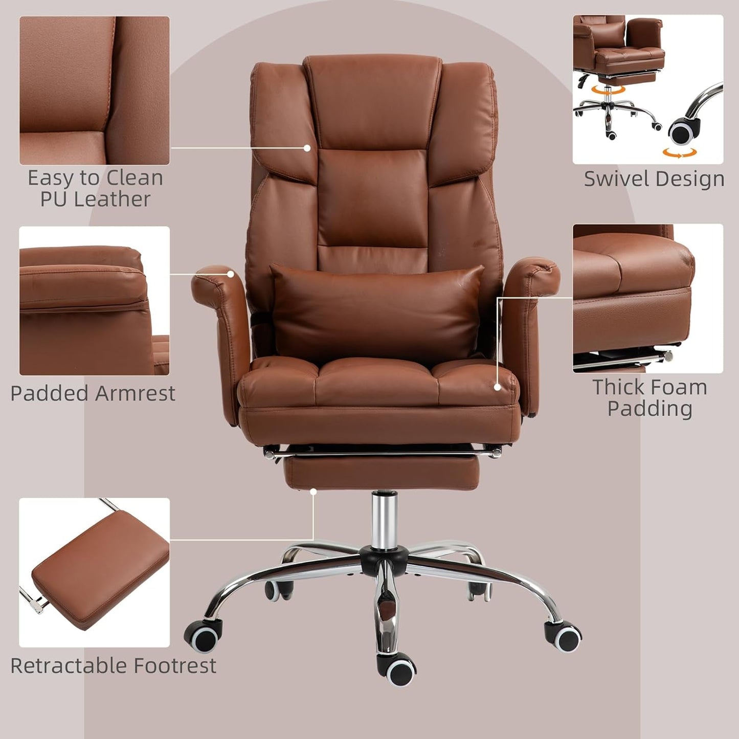 Footrest and Lumbar Support Executive Chair