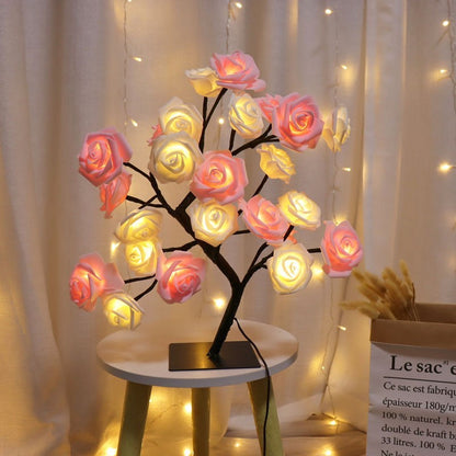 Elegant Rose Tree Lamp for Bedroom Decor