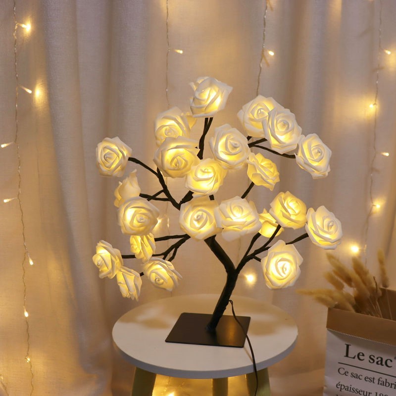 Elegant Rose Tree Lamp for Bedroom Decor