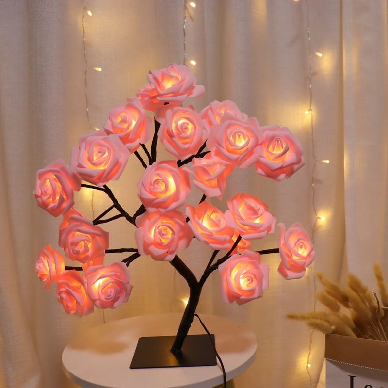 Elegant Rose Tree Lamp for Bedroom Decor