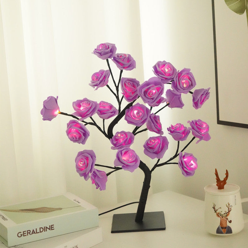 Elegant Rose Tree Lamp for Bedroom Decor